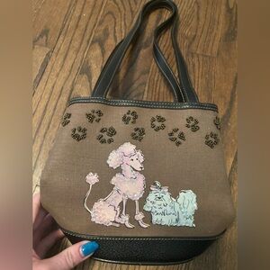Liz Claiborne Brown Dog Print Tote Bag